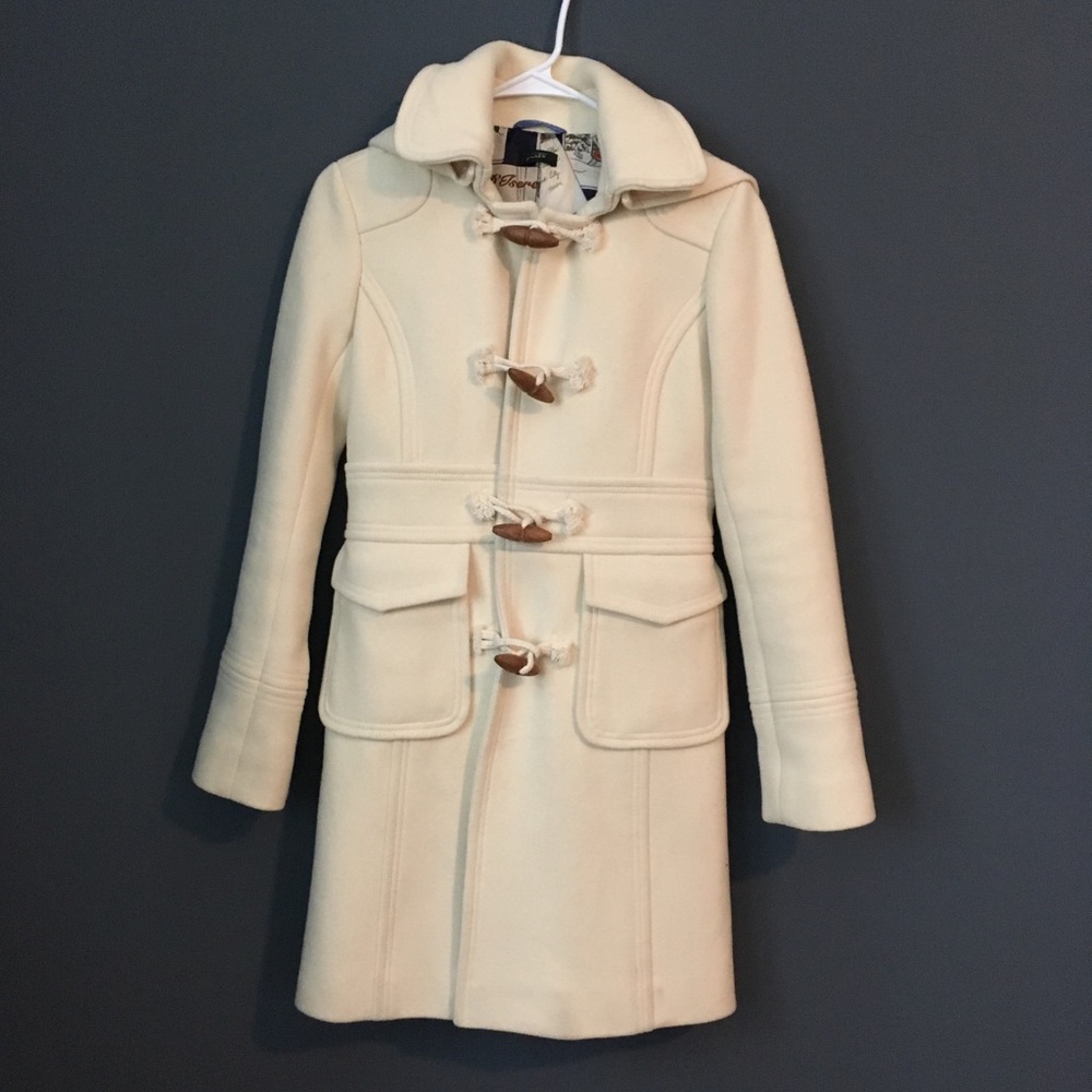 J. Crew Wool Stadium Toggle Coat 2 Winter White